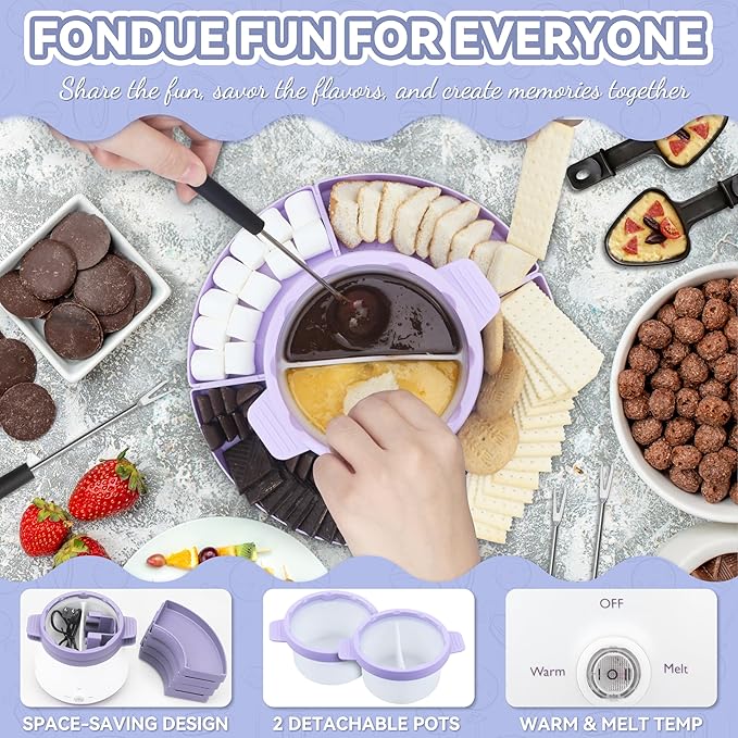 Electric Fondue Pot Set with 2 Pots