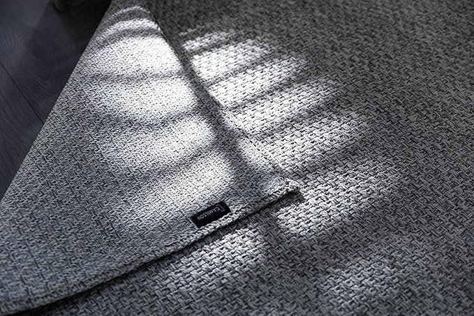 CAMILSON Easy Jute Rug 8x10, Indoor Outdoor Grey Color Area Rugs for Living Room Farmhouse Patio and Kitchen Rug, Solid Boho Woven Design, Easy-Cleaning, Washable Outside Carpet Alfombras (8 x 10)