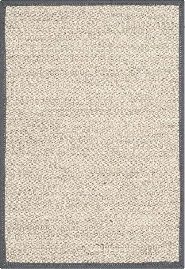 SAFAVIEH Area Rug 2x3 - Natural Fiber Collection - Marble & Dark Grey, Sisal, Woven Design with Border (NF143D)