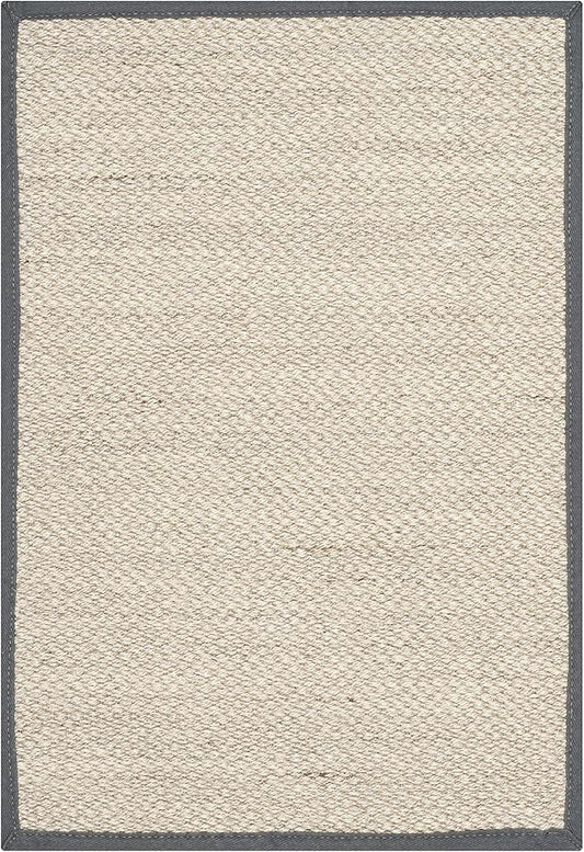 SAFAVIEH Area Rug 2x3 - Natural Fiber Collection - Marble & Dark Grey, Sisal, Woven Design with Border (NF143D)