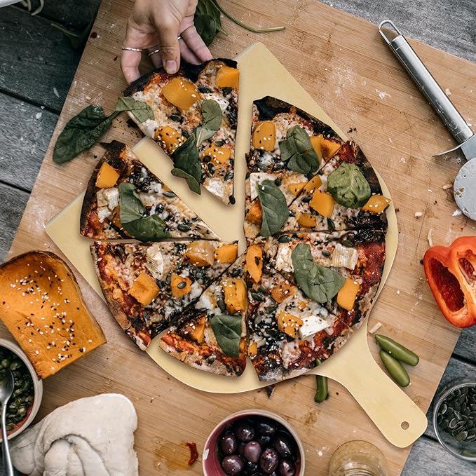 5 Pack 12 Inch Wooden Pizza Peel, Large Wood Pizza Spatula Paddle with Handle, Wooden Pizza Peel Spatula Cutting Board for Baking, Oven Pizza(16.5" L x 12" W)