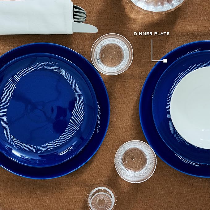 Blue White Dinner Plates | Feast tableware by Ottolenghi | Dishes Set for 2 | Stoneware Microwave Safe Plates | Dish Set | Farmhouse Kitchen and Dinnerware Sets | Luxury, Party
