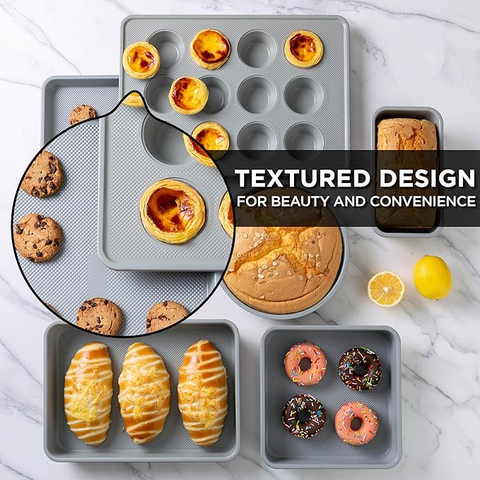 Country Kitchen Nonstick Stackable Bakeware Set - Durable, Easy Release Baking Set, Black, 6 Pcs