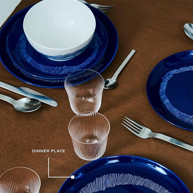 Blue White Dinner Plates | Feast tableware by Ottolenghi | Dishes Set for 2 | Stoneware Microwave Safe Plates | Dish Set | Farmhouse Kitchen and Dinnerware Sets | Luxury, Party