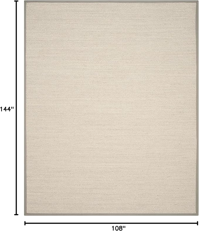 SAFAVIEH Area Rug 9x12 - Natural Fiber Collection - Large - Marble & Khaki, Sisal, Woven Design with Border (NF143E)