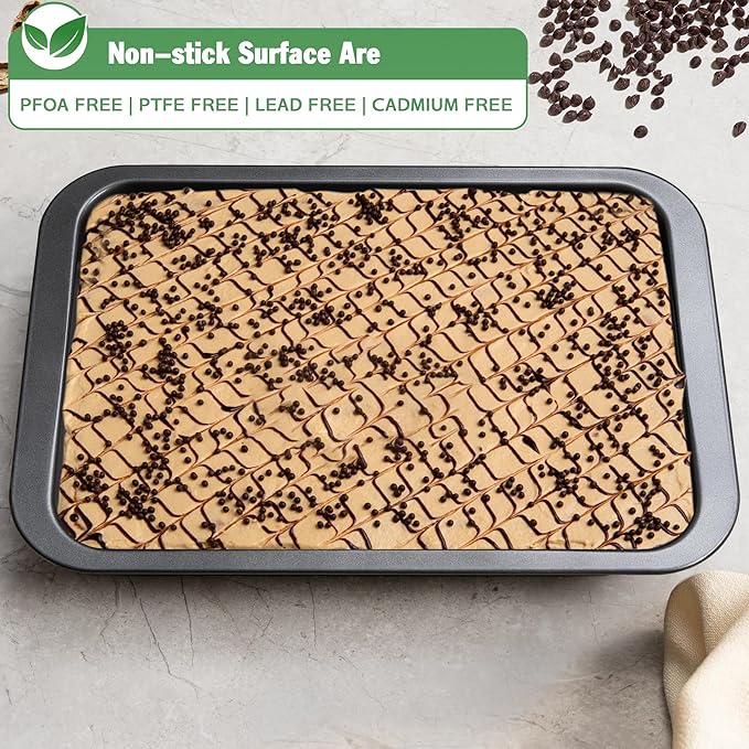 Cake Pan, Nonstick Baking Pan for Cake, Bread, Brownie or Lasagna, Heavy Duty Baking Dish with Diamond Texture Pattern and Wide Grips, Set of 2