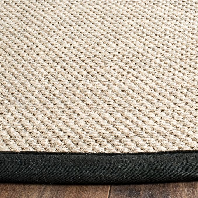 Safavieh Area Rug 6x8 - Natural Fiber Collection - Marble & Black, Sisal, Woven Design with Border (NF143A)