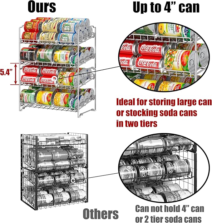 Simple Houseware 2 Tier Stackable Can Rack, Silver, 2 Pack