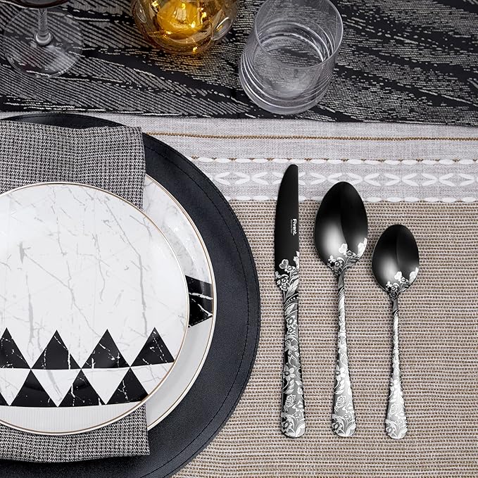 Black Cutlery Set - 20 pcs