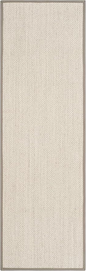 SAFAVIEH Natural Fiber Collection Runner Rug - 2'6" x 6', Marble & Khaki, Sisal, Woven Design with Border (NF143E)