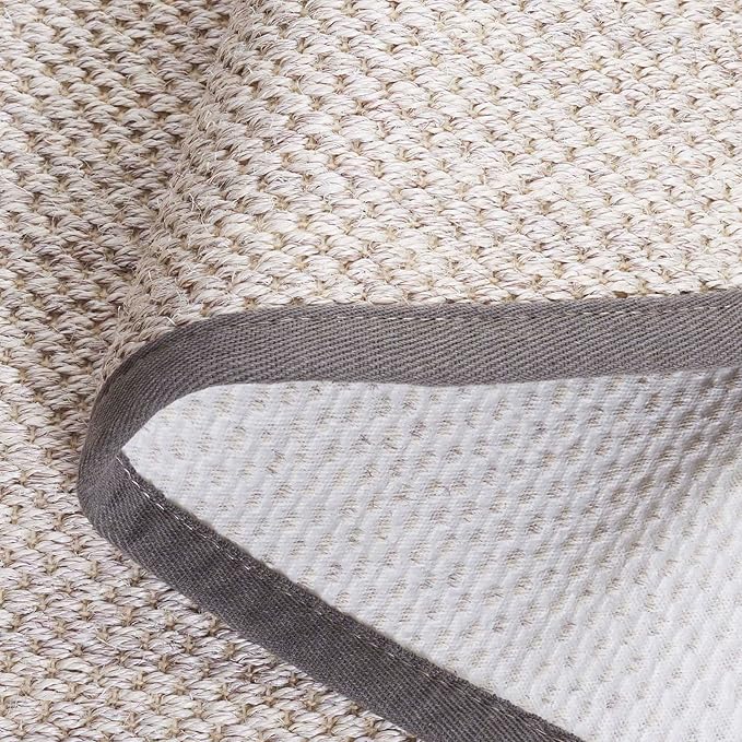 Safavieh Area Rug 6x8 Oval - Natural Fiber Collection - Marble & Khaki, Sisal, Woven Design with Border (NF143E)