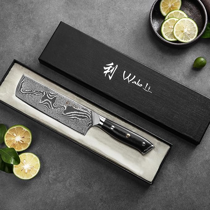 Wakoli NIT Nakiri Knife – 6.7-Inch Professional Damascus Vegetable Knife | 67-Layer VG10 Core Steel Blade | Ergonomic G10 Handle | High-Performance Kitchen Knife in Gift Box