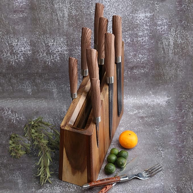 Resafy Magnetic Knife Wooden Block Knife Display Holder Rack Magnetic Stands with Strong Enhanced Magnets Kinves Strip