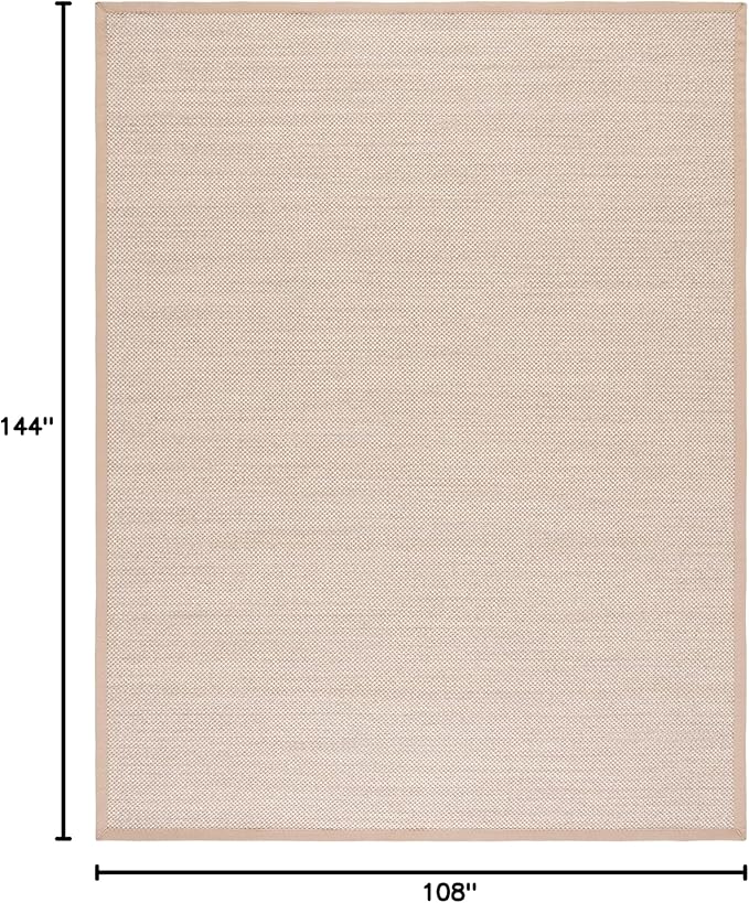 SAFAVIEH Area Rug 9x12 - Natural Fiber Collection - Large - Marble & Linen Color, Sisal, Woven Design with Border (NF143B)