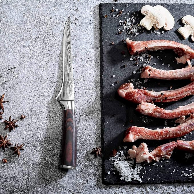 PAUDIN Boning Knife 6 Inch, Super Sharp Fillet Knife, German High Carbon Stainless Steel Deboning Knives, Professional Boning Knives for Meat Poultry Chicken, Pakkawood Handle with Gift Box