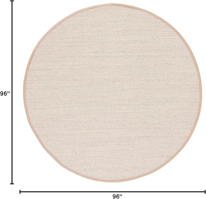 SAFAVIEH Area Rug 8' Round - Natural Fiber Collection - Marble & Linen Color, Sisal, Woven Design with Border (NF143B)
