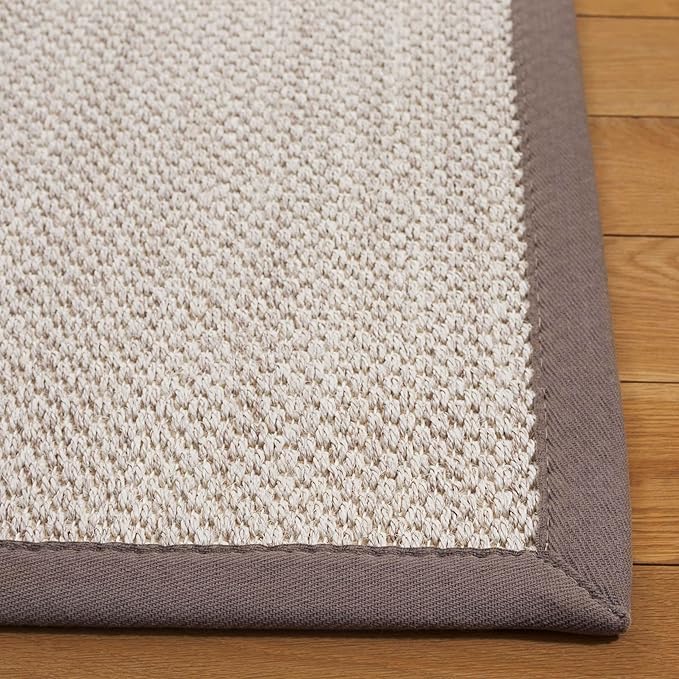 SAFAVIEH Area Rug 3' Square - Natural Fiber Collection - Marble & Khaki, Sisal, Woven Design with Border (NF143E)