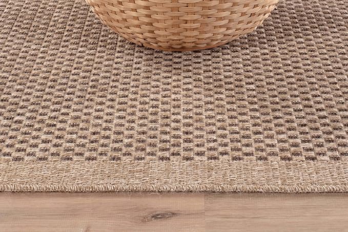 CAMILSON Easy Jute Round Rug 6ft Indoor Outdoor Natural Color Fiber Area Rugs for Living Room Patio and Kitchen Rug, Sisal Boho Woven Design Easy-Cleaning Washable Outside Carpet Alfombras (6 Round)
