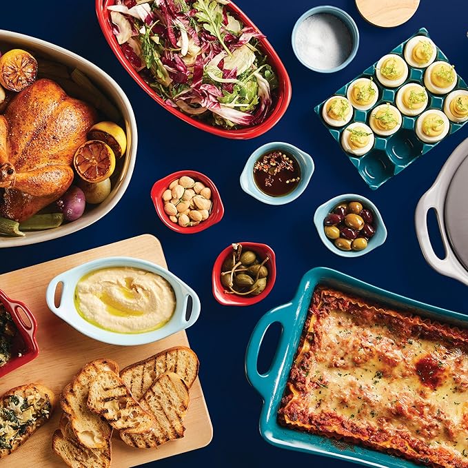 Rachael Ray Ceramics Au Gratin Set, Oval, Two 12-ounce, Light Sea Salt Gray