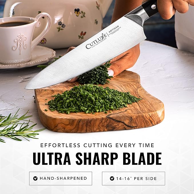 Cutluxe Chef Knife Set, 3 PCS Professional Chef's Knife Set – Razor Sharp German Steel, Full Tang, Ergonomic Handles - Artisan Series