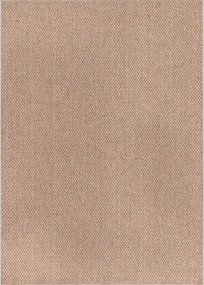 CAMILSON Easy Jute Rug 8x10, Indoor Outdoor Natural Color Farmhouse Area Rugs for Living Room Patio and Kitchen Rug, Solid Boho Woven Design, Easy-Cleaning, Washable Outside Carpet Alfombras (8 x 10)