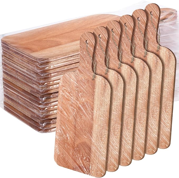 Irenare 18 Pcs Plain Cutting Board Set with Handles Laser Engraving Wooden Charcuterie Kitchen Serving Chopping Board Bulk for DIY Housewarming Mother's Day Gifts(Walnut,15 x 7 Inch)