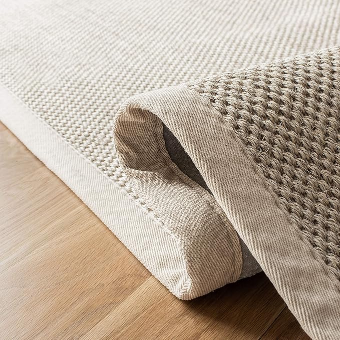 SAFAVIEH Area Rug 9' Square - Natural Fiber Collection - Marble & Beige, Sisal, Woven Design with Border (NF143C)