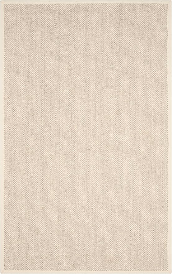 Safavieh Area Rug 6x8 - Natural Fiber Collection - Marble & Beige, Sisal, Woven Design with Border (NF143C)
