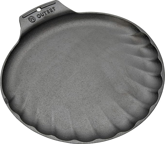 Outset 76378 Scallop Cast Iron Grill and Serving Pan , Black