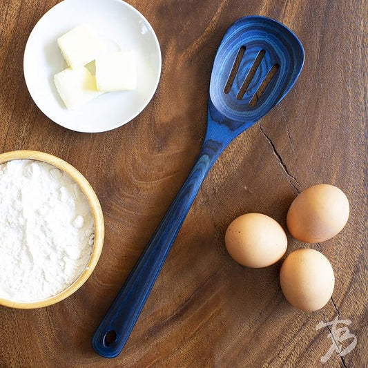 Totally Bamboo Baltique Malta Collection 12-1/2" Wooden Cooking Spoon, Safe for Nonstick, Slotted Spoon