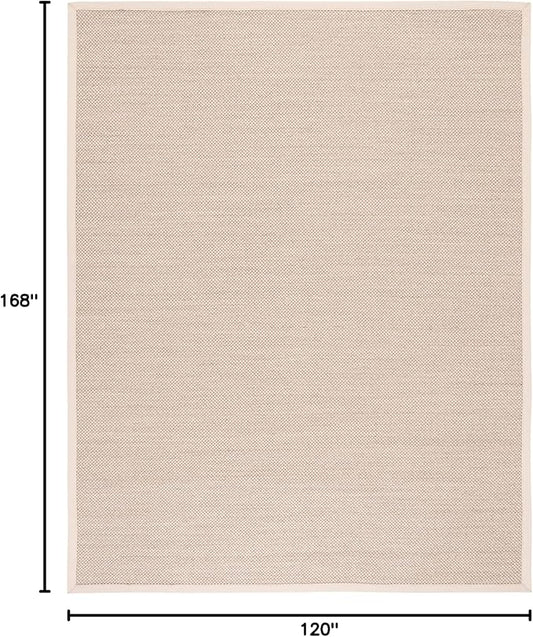SAFAVIEH Area Rug 10x14 - Natural Fiber Collection - Large - Marble & Beige, Sisal, Woven Design with Border (NF143C)