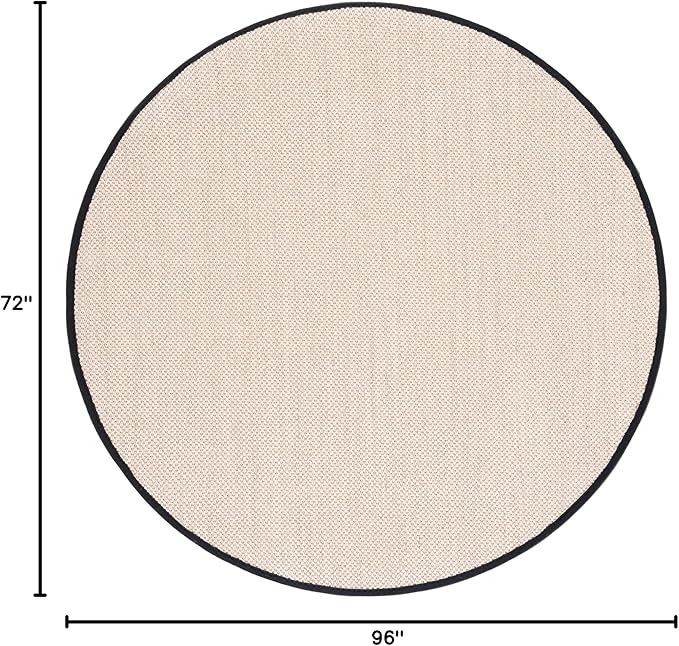 Safavieh Area Rug 6x8 Oval- Natural Fiber Collection - Marble & Black, Sisal, Woven Design with Border (NF143A)