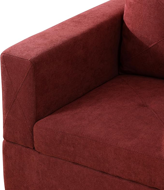 NicBex L Shaped Couch Sectional Couches for Living Room 2 Pieces Modern Sectional Sofa with Right Chaise Sectional Couch with Solid Frame for Living Room, Flannelette, Red