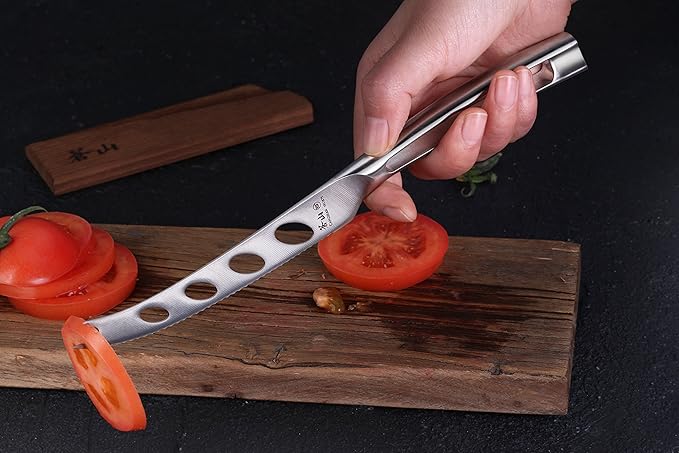 Cangshan TN1 Series 1021882 Swedish 14C28N Steel Forged 5-Inch Tomato/Cheese Knife and Wood Sheath Set