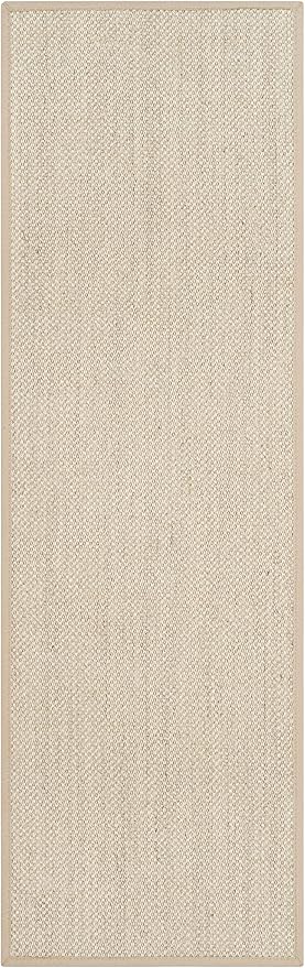 SAFAVIEH Natural Fiber Collection Runner Rug - 2'6" x 10', Marble & Linen Color, Sisal, Woven Design with Border (NF143B)