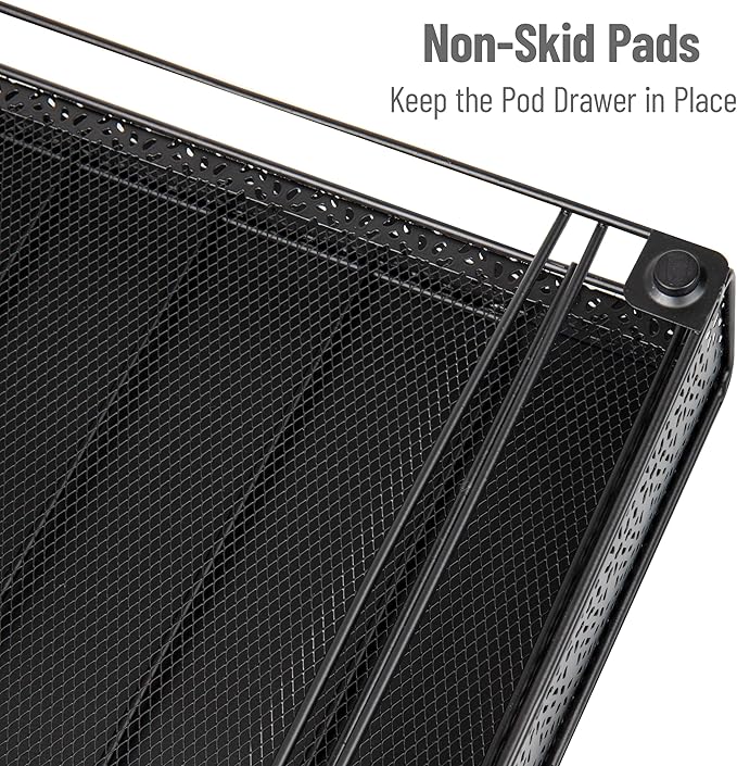 Mind Reader Single Serve Coffee Pod Drawer, 36 Pod Capacity, Countertop Organizer, Metal, 12.75" L x 13" W x 3" H, Black