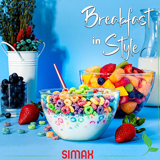 Simax Glass Serving Bowl Set: Borosilicate Glass Oven Safe Bowls - Clear Glass Bowls For Kitchen - Blown Glass Nesting Bowls - Kitchen Mixing Bowls -Glass Salad Bowls Set of 3 (3.2 C, 6.4 C,10.8 Cup)