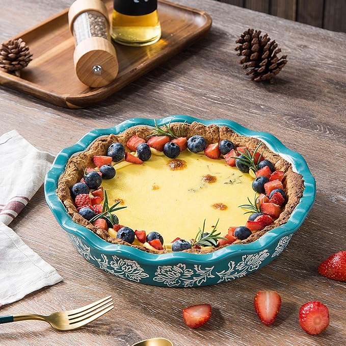 Wisenvoy Pie Pan Ceramic Pie Dish Pie Plate Deep Dish Pie Pan Non-Stick Pie Pans for Baking Pie Pans Pie Dishes