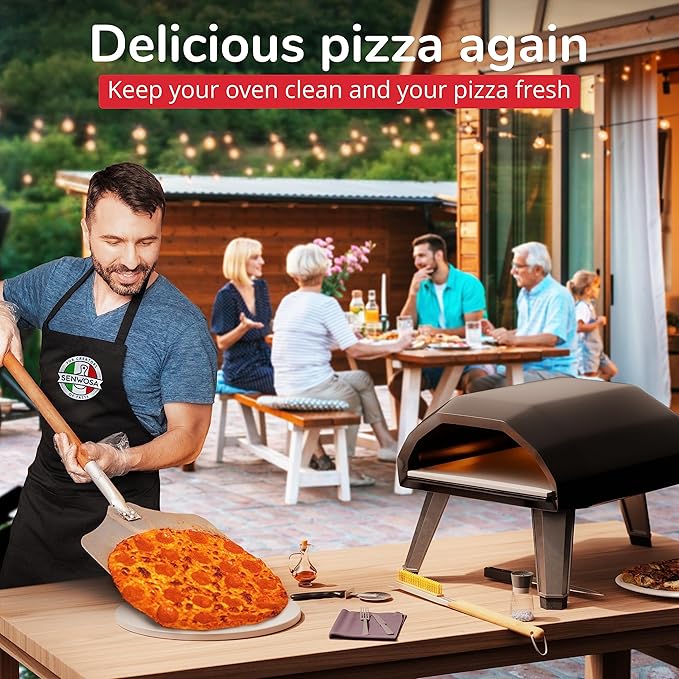 Pizza Oven Cleaning Bundle - 3-Piece Set with 22-Inch Brush, Integrated Scraper & 2 Replacement Heads