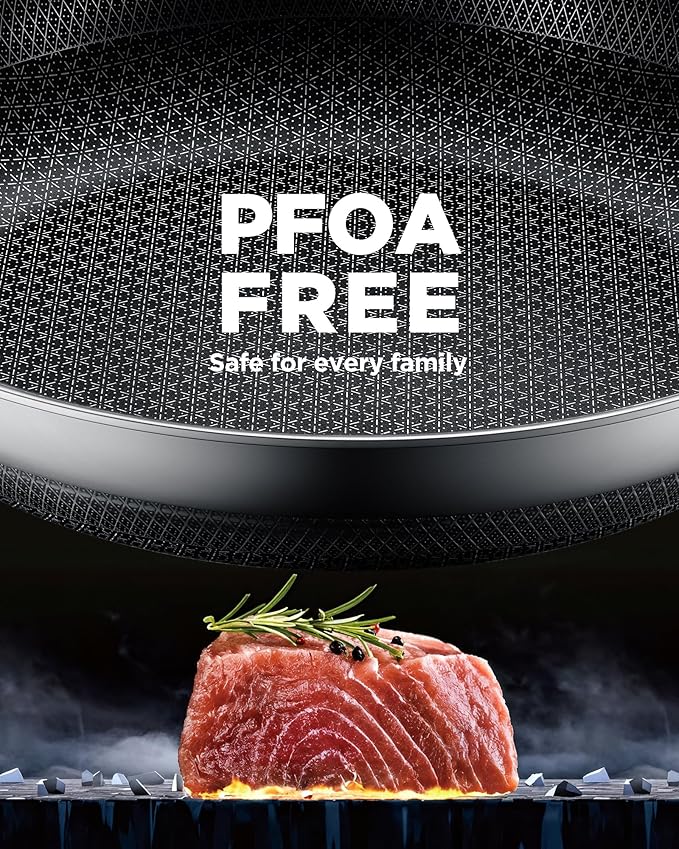 Non Stick Frying Pans Set, 10 pcs, Hybrid Frying Pans Nonstick,non stick Skillets Stainless Steel, Dishwasher & Oven-Safe, Induction Compatible Cooking Pan, PFOA Free Cookware