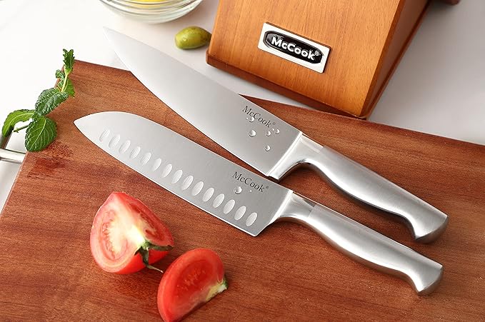 McCook® Kitchen Knife Sets,German Stainless Steel Knives Block Set with Built-in Sharpener