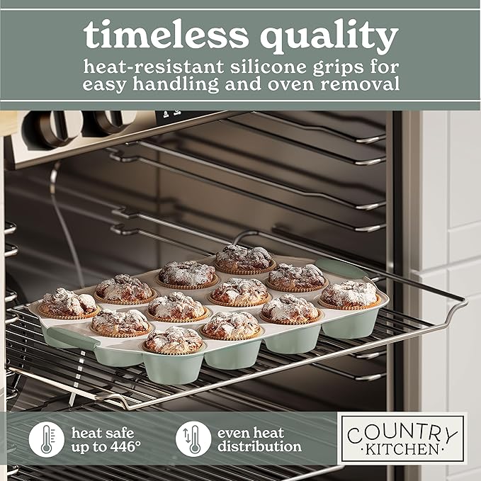 Country Kitchen Nonstick Stackable Bakeware Set - Durable, Easy Release Baking Set- 22 Pc. Includes Silicone Muffin Cups