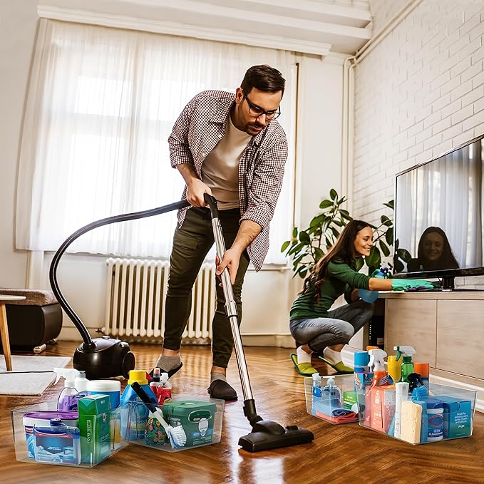 ClearSpace Plastic Storage Bins with Divider – Perfect Kitchen Organization or Pantry Storage – Fridge Organizer, Pantry Organization and Storage Bins, Cabinet Organizers