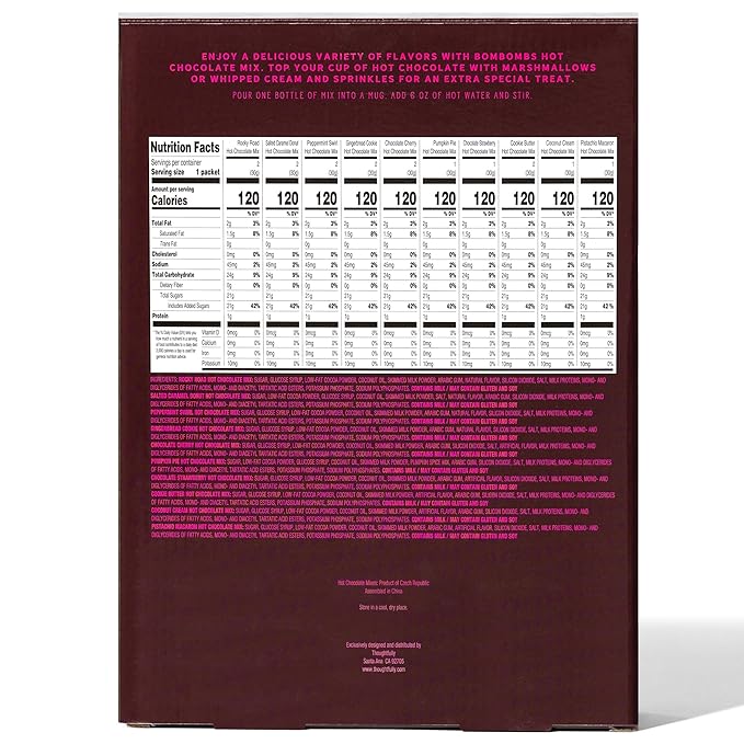 BomBombs, Hot Chocolate Mix Gift Set in Mini Bottles, Flavors Include Rocky Road, Pumpkin Pie, Chocolate Cherry, Peppermint Swirl, Salted Caramel Donut & More, Sampler Set of 16