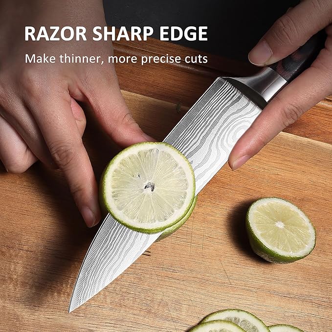PAUDIN Chef Knife, 6 Inch Sharp Kitchen Knife, High Carbon Stainless Steel Utility Knives with Ergonomic Handle, Small Knifes for Home and Restaurant