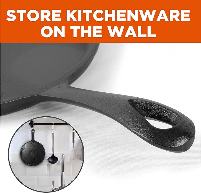 Commercial CHEF Round Cast Iron Griddle Pan 3-Piece Set – 8-inch, 10-inch, and 12-inch - Pre-seasoned Griddle Cast Iron Cookware