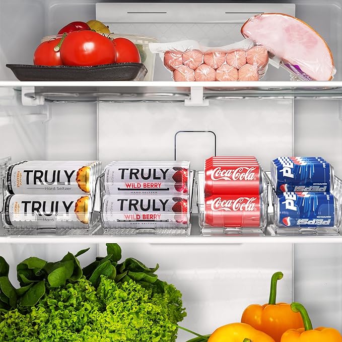 Simple Houseware Assorted Can Organizer for Refrigerator/Pantry, Set of 4, Clear