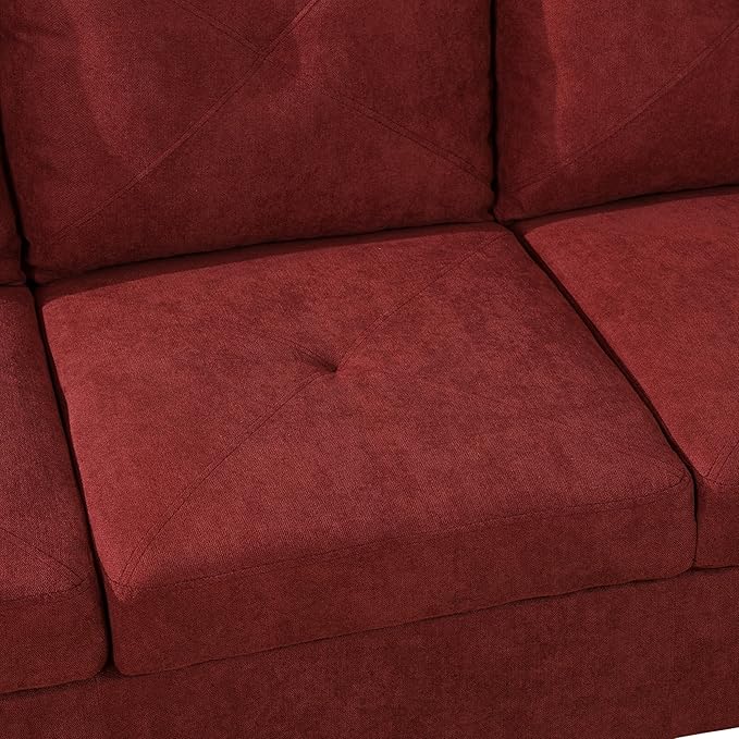 NicBex L Shaped Couch Sectional Couches for Living Room 2 Pieces Modern Sectional Sofa with Right Chaise Sectional Couch with Solid Frame for Living Room, Flannelette, Red