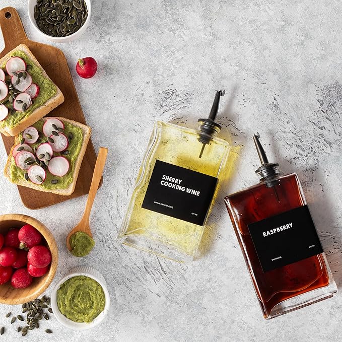 Olive Oil Dispenser for Kitchen, Cooking Oil and Vinegar Dispenser Set, Olive Oil Bottle, Soy sauce bottle, coffee syrup holder - 4 pcs, Silver