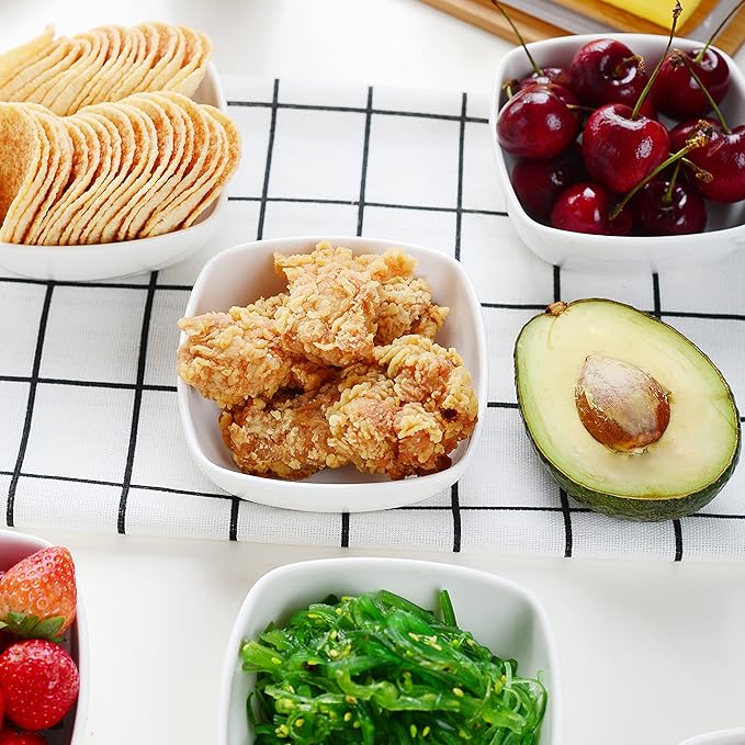 MALACASA 5 oz Porcelain Dip Bowls Set, 12 Pack Small Ramekins, Dipping Sauce Dishes, Stackable Tiny Ramekins for Pudding, Souffle, Brulee, Dessert, Snack, Charcuterie Boards accessories, Oven Safe